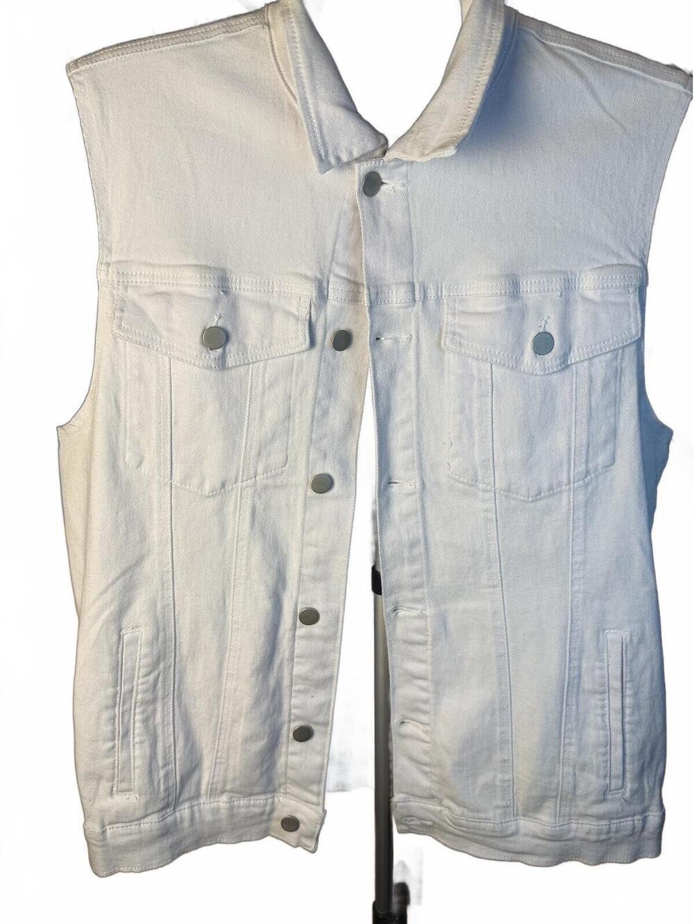 Demolition White Denim Vest with 'The Lovers' Skeleton custom sz XL - Picture 2 of 2